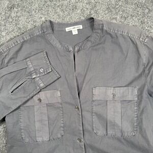 James Perse Ripstop Shirt Size 1/Small Gray Standard Banded Collar Utility Women